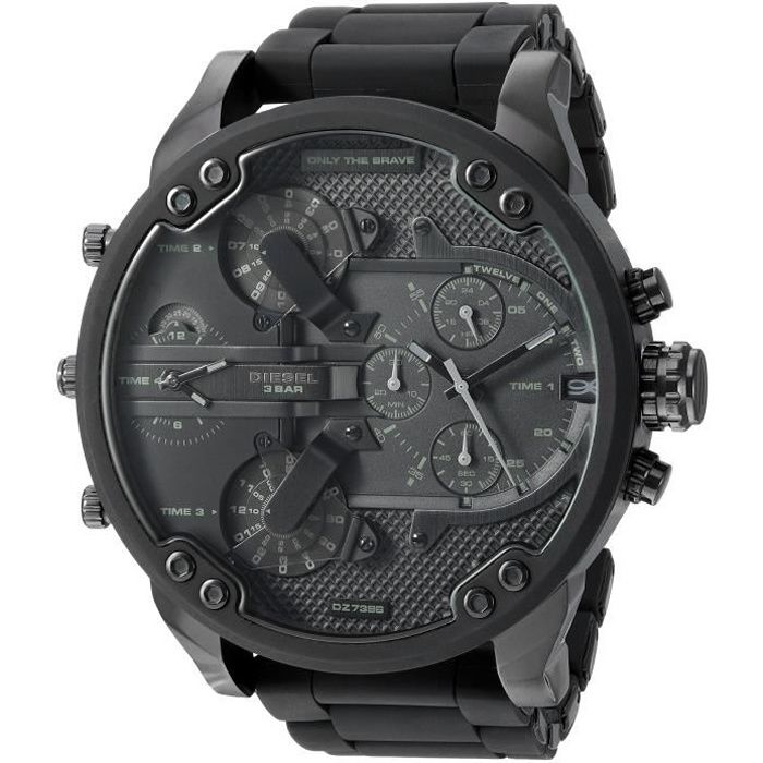 DIESEL Dz7396 M. Papa 2.0 Noir Ip et montre en silicone KOG1A
