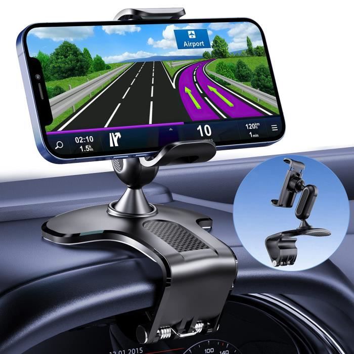 Support de Voiture pour Téléphone Rotation 360° ventouse Tableau Bord Iphone Samsung Smartphone Fixation