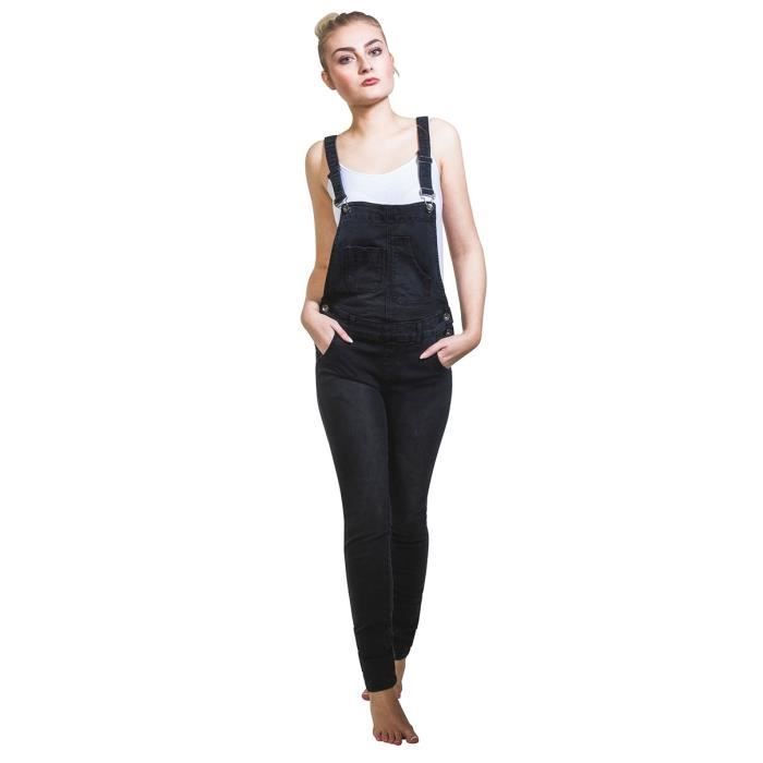 Salopette Femme - Noir Skinny Bib Overalls Dungarees