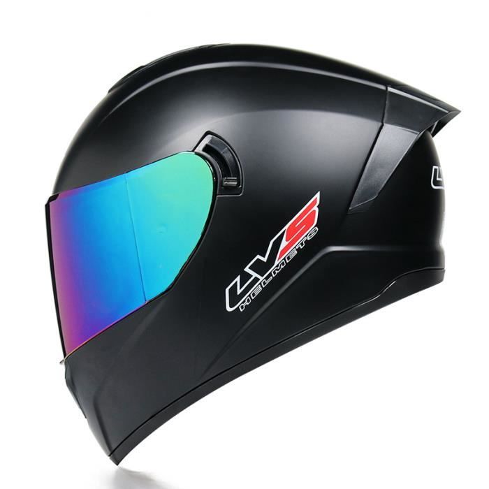 Casque Moto adulte Mat Hors route locomotive Double lentille noir Lentille de couleur Casque intégral 701