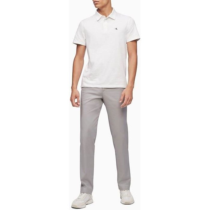 Calvin Klein Monogram Logo Slub Polo Shirt Homme