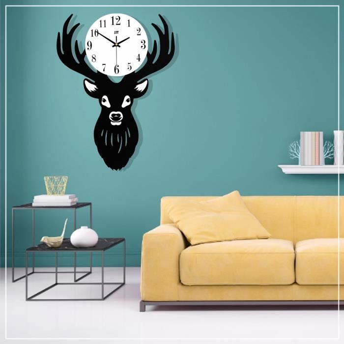 NEUFU Horloge Murale Numérique Tête De Cerf Nordique