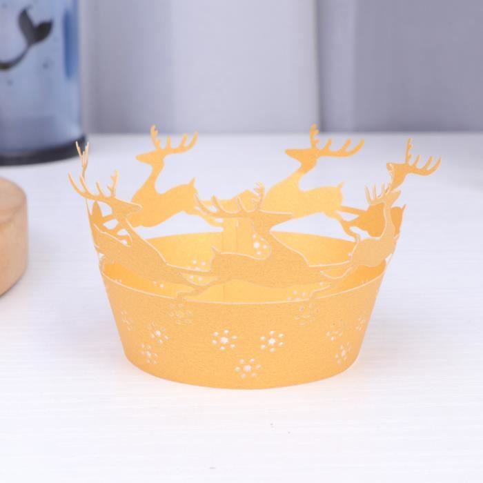50 PIÈCES De Noël Gâteau Doublure Creux Elk Dessert Muffin Petit Liners Coupes pour la Fête Mariage GATEAU PATISSIER