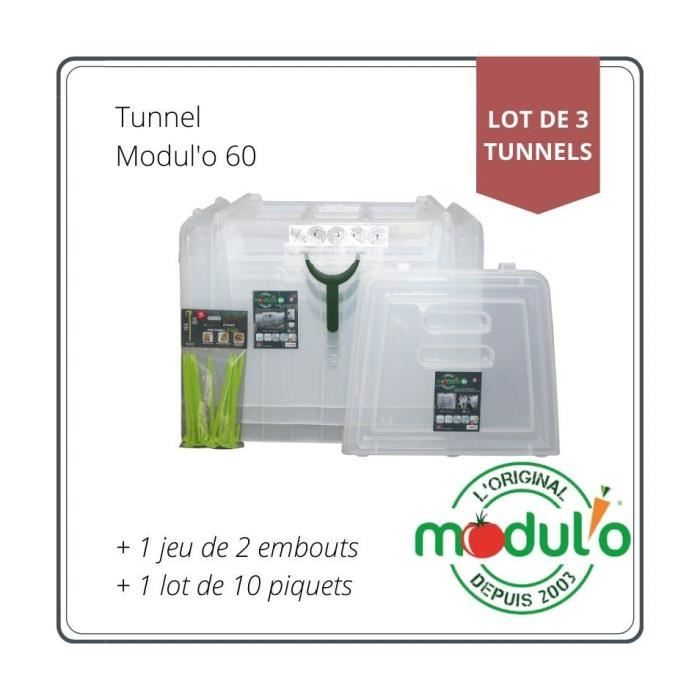 Lot de 3 bases tunnels de culture + 1 jeu de 2 embouts + 1 lot de 10 piquets de tunnel - POUSS'VERT