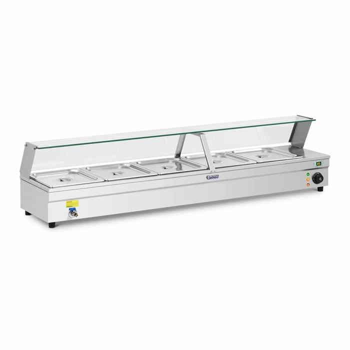 Chauffe-Plats Bain-Marie 5xGN 1/2 avec robinet de vidange Royal Catering RCBM-5 (1504x362x35cm 2200W 5x1/2GN jusqu'à 85 dc)