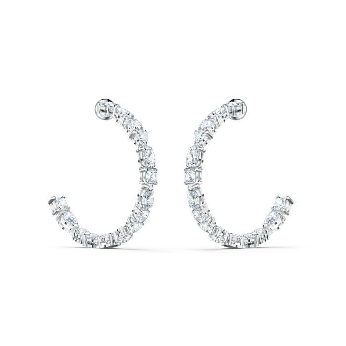 Boucles d'Oreilles femme - SWAROVSKI - Créoles Swarovski Tennis Deluxe - Couleur de la matière:Blanc
