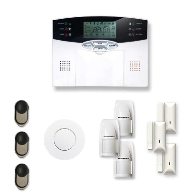 Alarme maison sans fil 3 à 4 pièces MN mouvement + intrusion + détecteur de fumée - Compatible Box Internet