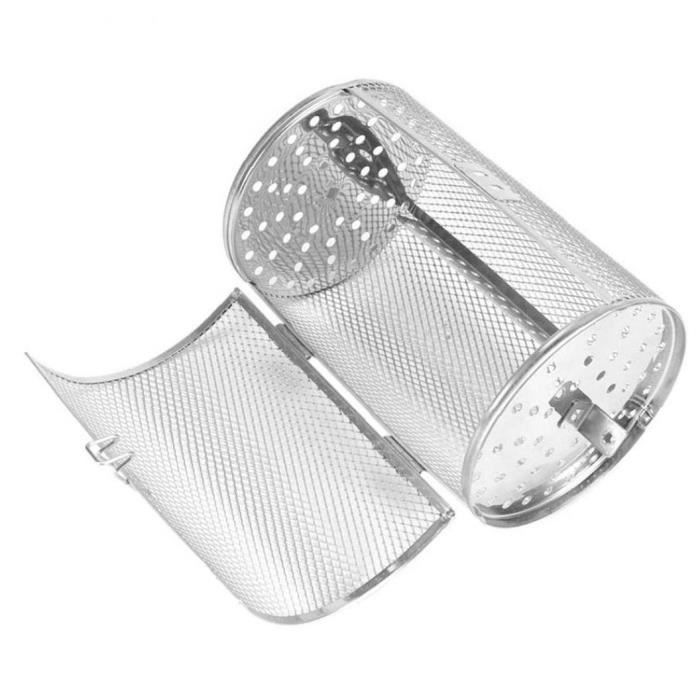 Rotary BBQ Grill Four à tambour en acier inoxydable Panier Beans d'arachide Grill outil de cuisson Sliver