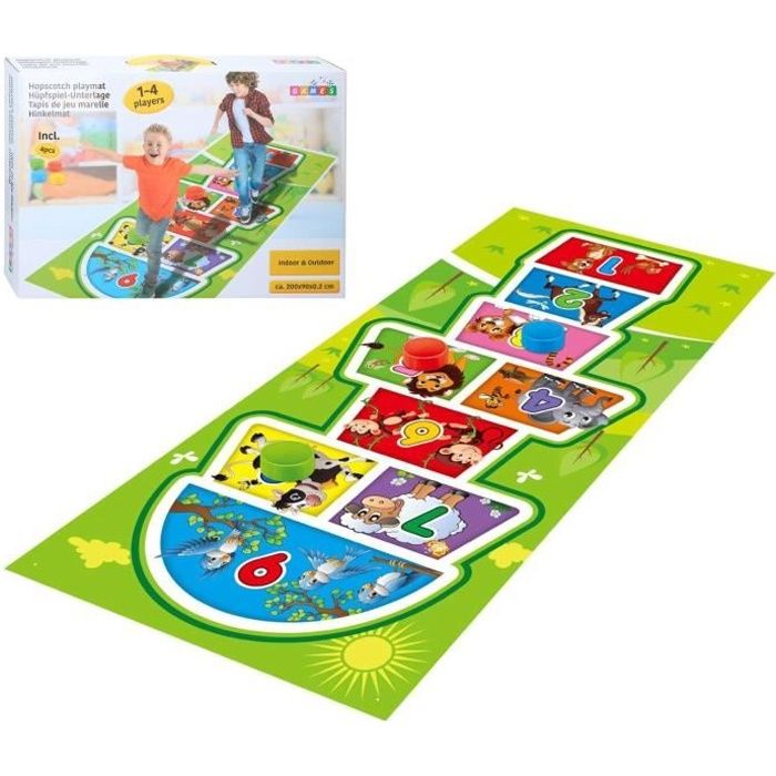 Tapis de Jeu Marelle - Grand Format 200 x 90 cm - Jeu Intérieur et Extérieur - Design Original