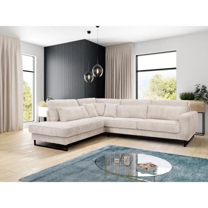Canapé d'angle Beige Velours Design