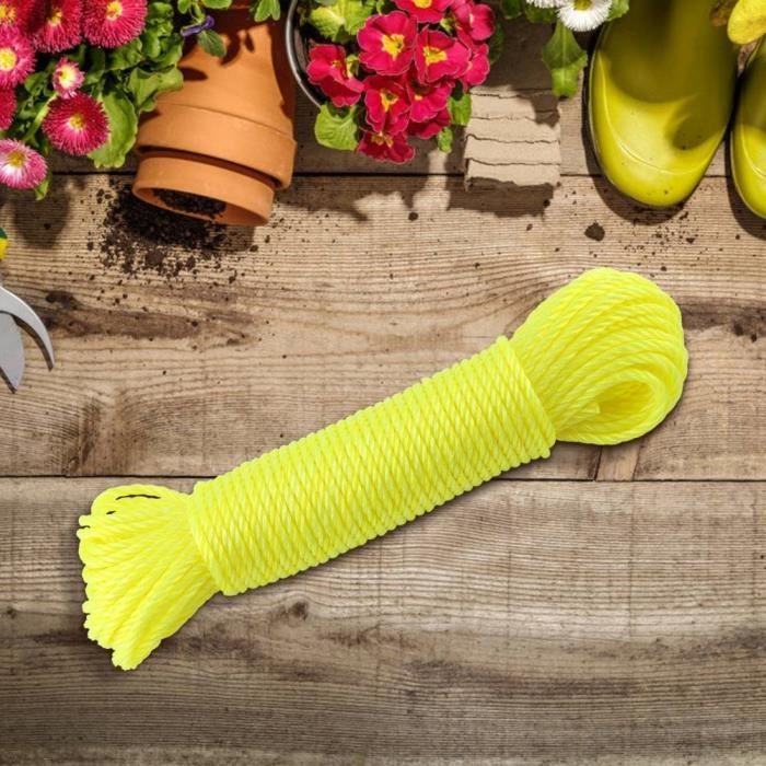 VINGVO corde à linge en nylon 20m lignes de corde en nylon cordon corde à linge jardin camping extérieur (jaune)