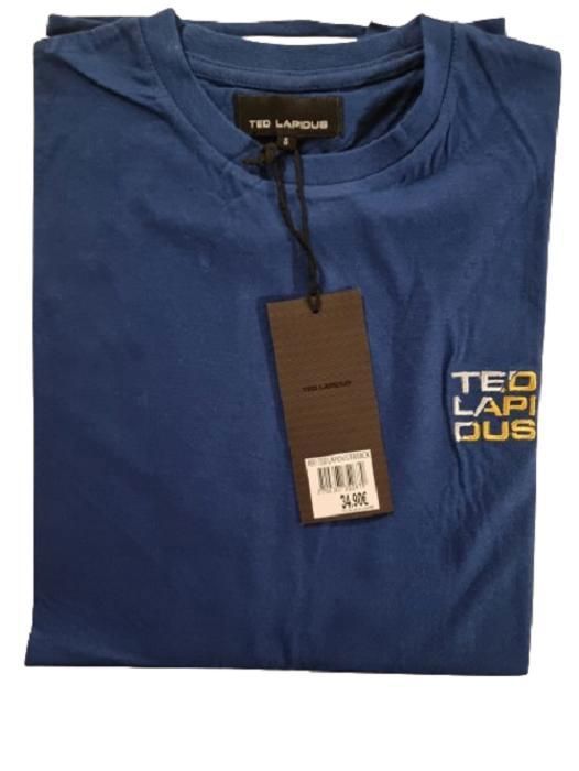 T-shirt Homme manches courtes col rond coton doux TED LAPIDUS Bleu roi