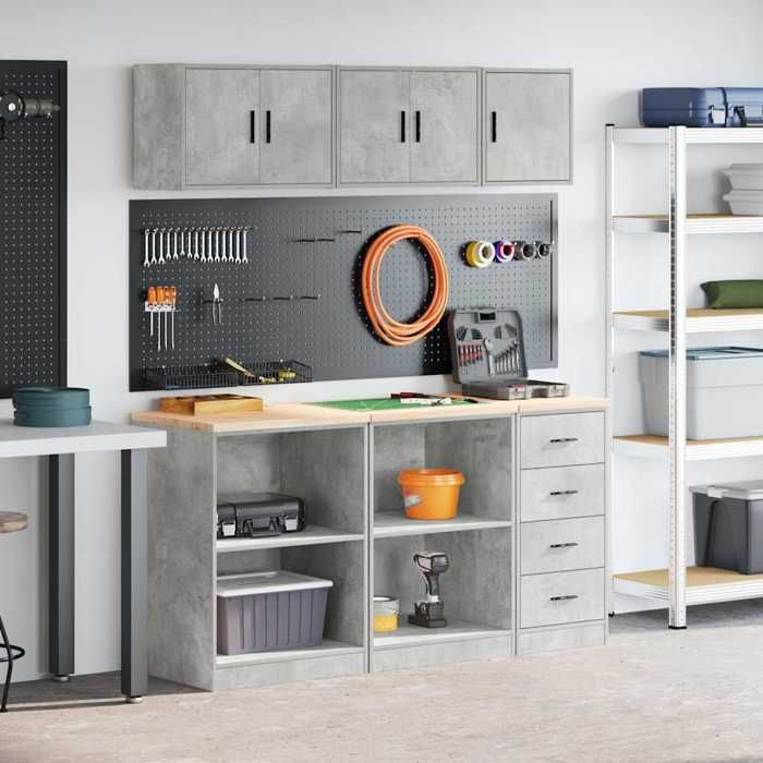vidaXL Armoires de garage 6 pcs béton - vue 2