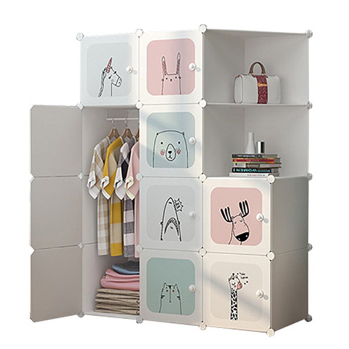 Armoire modulable - PROMIRACAL - 12 Cubes - 111x47x147cm - Blanc - Design Scandinave
