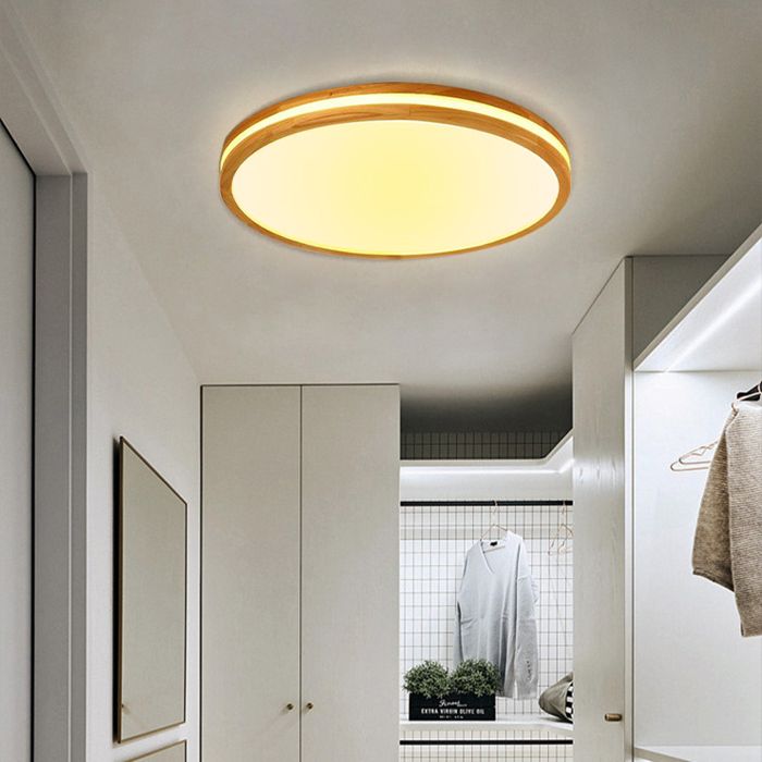 SNOGOLD 40W Plafonnier LED en Bois -Ø40*H6CM Éclairage de Plafond Rond Lumière Chaude Luminaire Plafond pour Chambre Salon Entrée