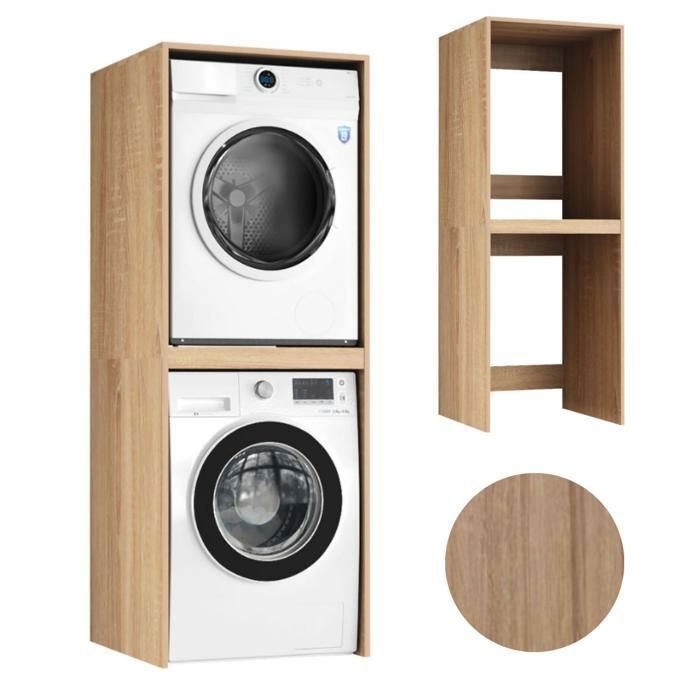 SKX Meuble de rangement pour machine à laver LUZA - Fonctionnel et organisationnel Chêne Sonoma - 70 x 180 x 67 cm