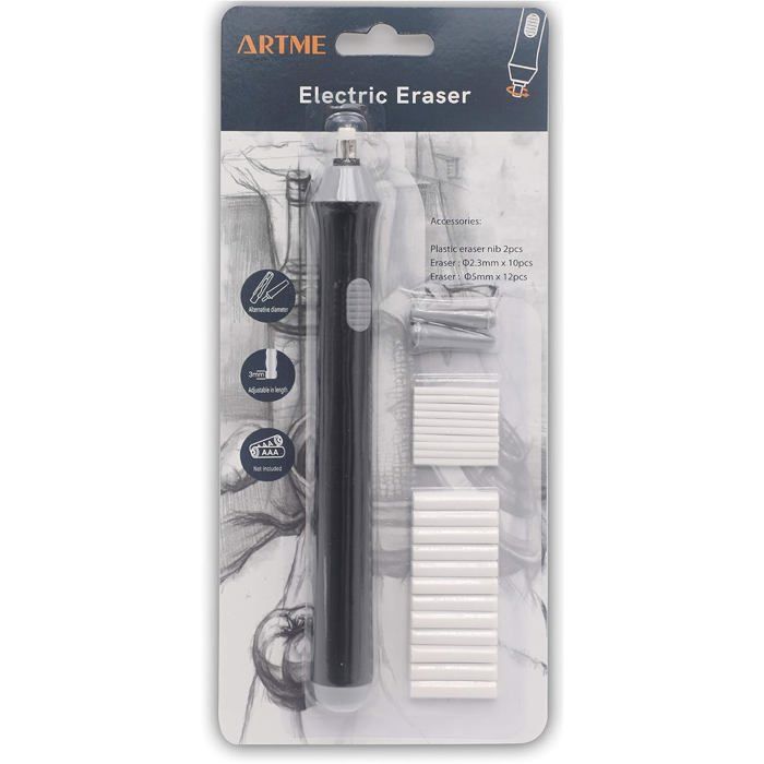 Tenwin Gomme à Crayons Électrique Automatique à Piles Avec 22 Recharges Gris - Vvikizy