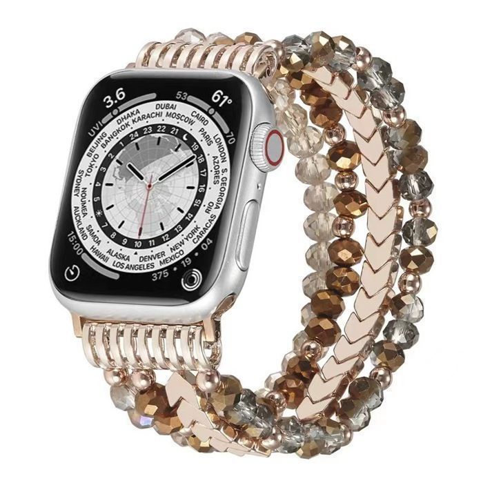 Stravo Bracelet montre perles bohème élastique Apple Watch 40/41/42mm Series 4-12 SE 1-3 – Femme – Flèche Marron