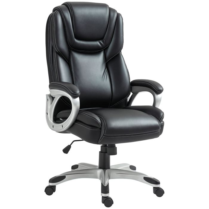 Chaise de bureau - HOMCOM - avec fonction bascule dossier haut roulettes pivotantes 360° hauteur réglable - noir
