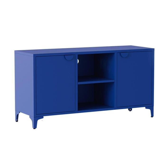 Buffet moderne 2 portes L120 cm en métal bleu foncé Funky - Oviala