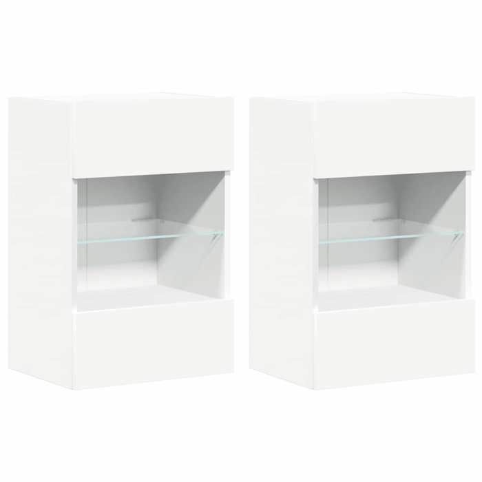 Meubles muraux avec lumières LED pour TV/HIFI - design minimaliste/Utilisations maison - 2 pcs blanc 40x30x605 cm@EU30727981