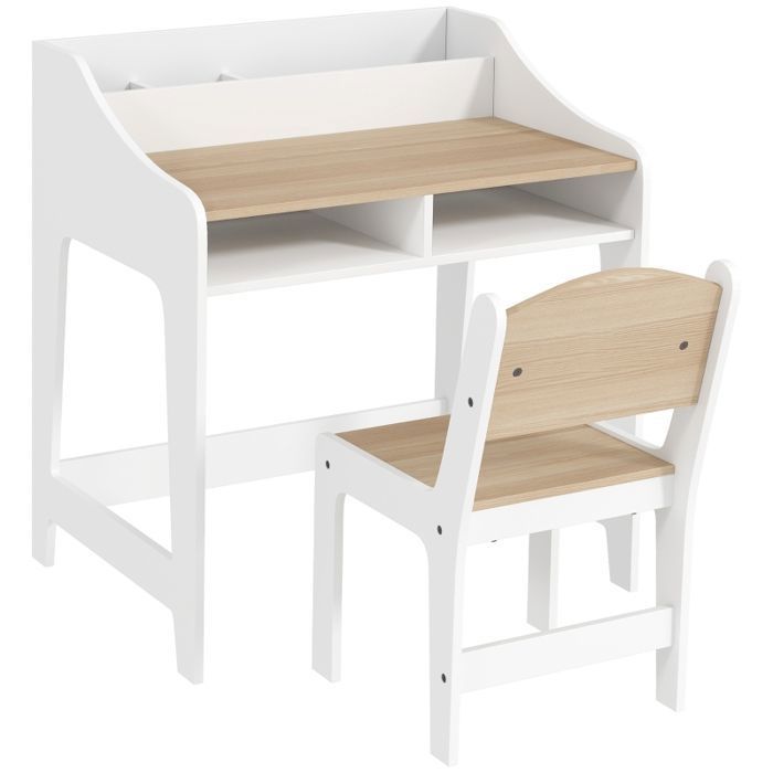 Ensemble de bureau pour enfants avec rangement compartiments ouverts chaise 3-8 ans bois
