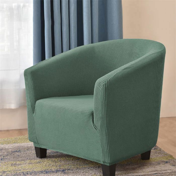 Jacquard Housse de Canapé Tub Chair Housse Fauteuil Club Extensible Lavable Antidérapant(Vert Foncé)
