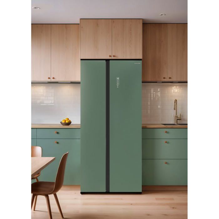 Réfrigérateur Side by Side 550 L - Distributeur deau - Vert sauge - No Frost - Inverter