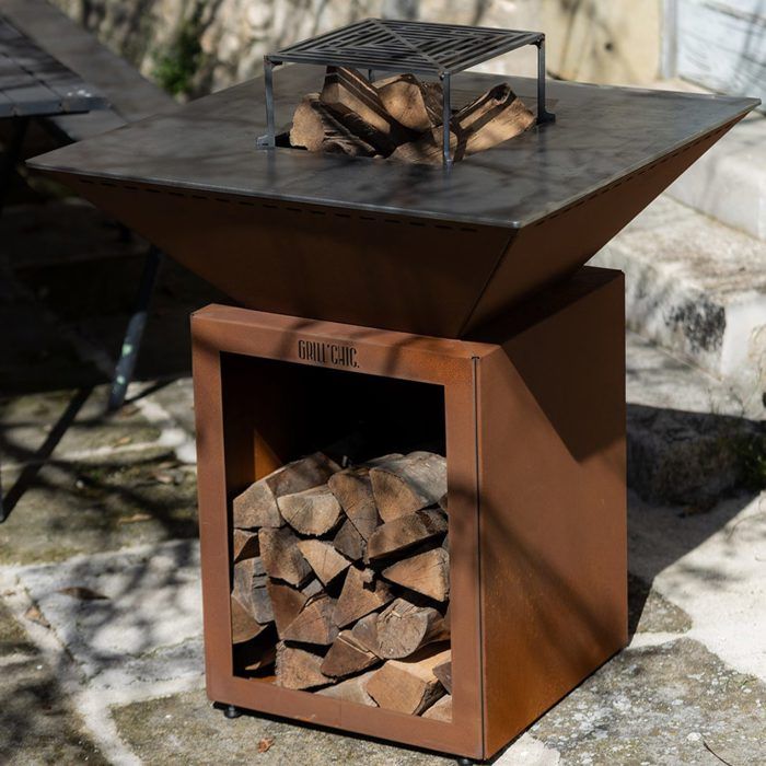 Brasero Cevenol Corten Bois Carre 83 Simple Cuve
