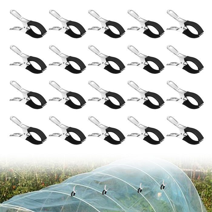 20 Pièces Pince a Ressort pour Bache Piscine Clips pour Serre de Jardin avec Feuille de Protection Grosse INOX Pince à Linge