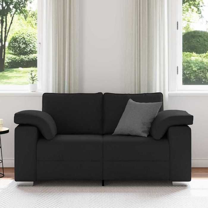 BEL-ACHAT* Canapé relax - Modèle droit - position fixe - Sofa Noir 160x77x82 cm tissu Prom82549813