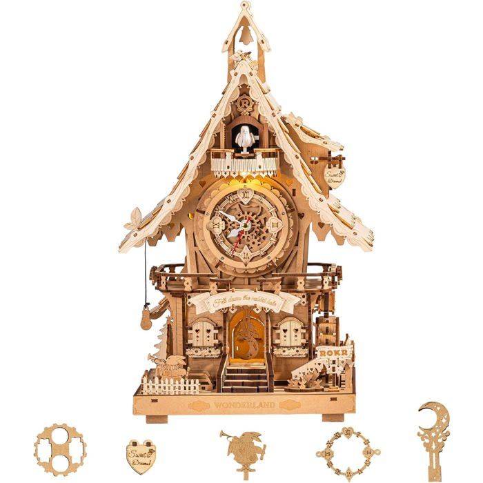 ROKR Puzzle 3D Bois Coucou Horloge Maquette à Construire Design Enchanteur