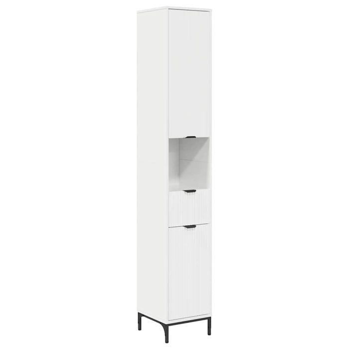 Meuble de salle de bain haut - vidaXL - Blanc brillant - 31.5x33x190 cm - Bois dingénierie - 1 tiroir - 2 portes