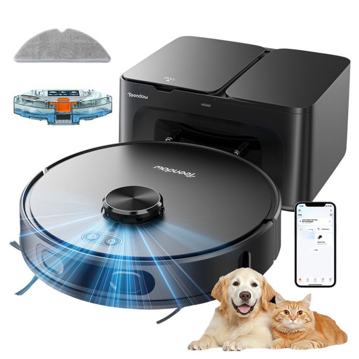 Aspirateur Robot - TEENDOW - D65S MAX - Vidange Automatique 17kPa - Aspiration 6000Pa - Autonomie 220min - Teendow