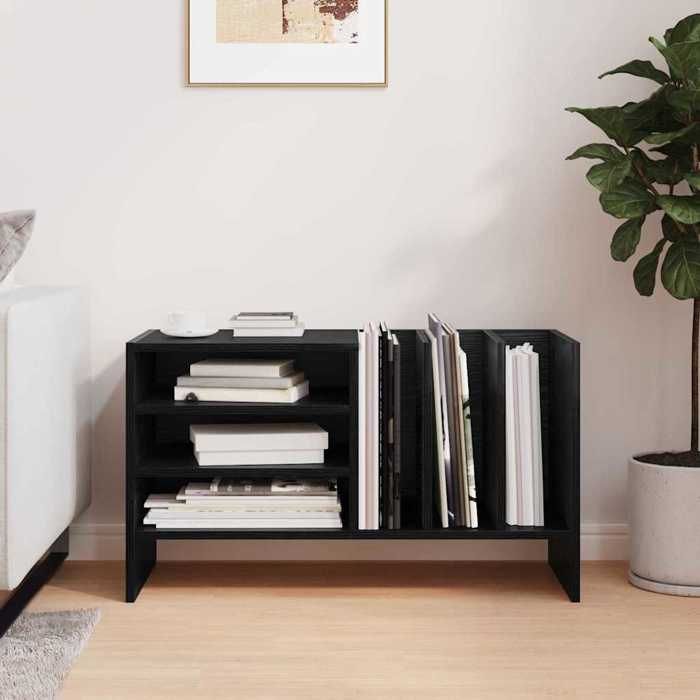 MOT14029-Meuble à vinyles Chêne noir 785 x 35 x 45 cm Bois dingénierie