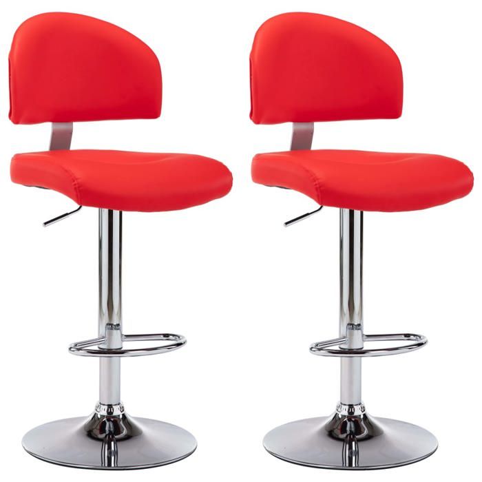 SALE 2026Chaise Haute de Bar pour Cuisine Salon Café Rouge - Tabourets de bar - lot de 2 - rouge similicuir 43x47x(98-119)cm 17.