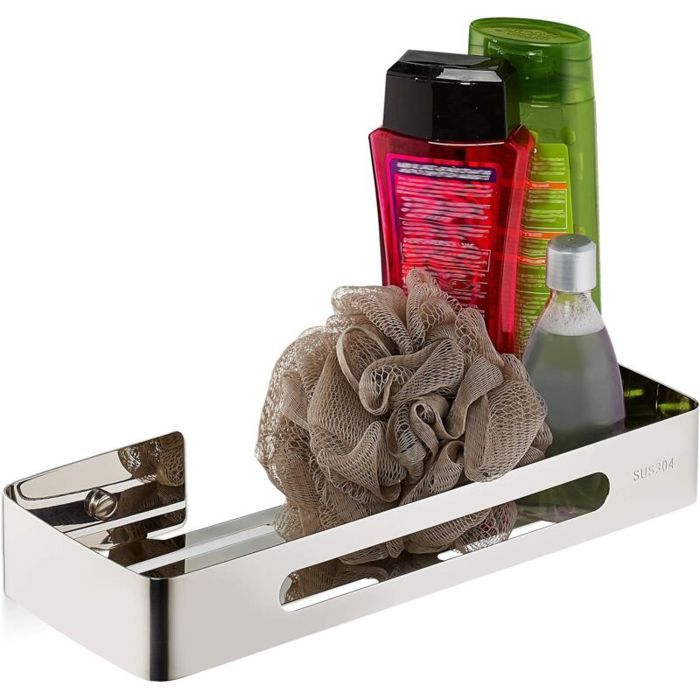Etagère de douche acier inoxydable brillant pour shampoing 4 5 x 31 x 12 5 cm support suspendu argenté