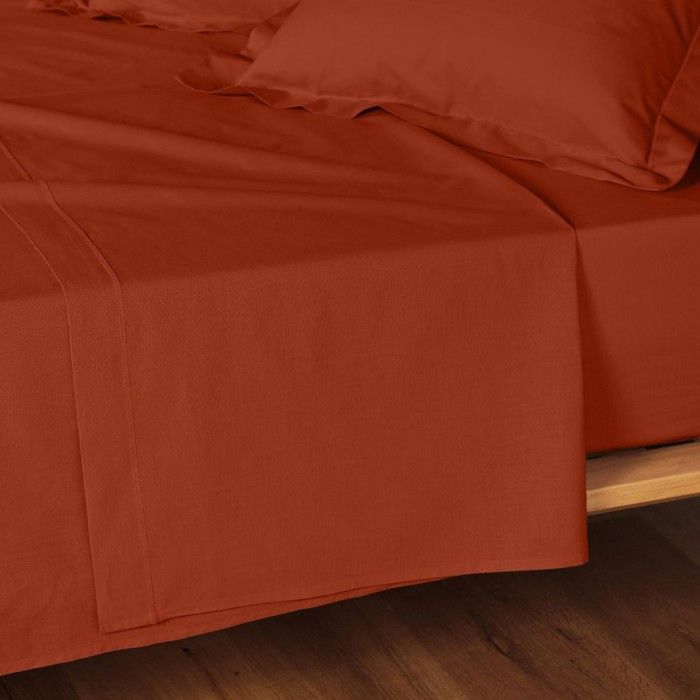 Drap Plat - Douceur dIntérieur - LINA - Coton - Terracotta Drap Plat - Douceur dIntérieur - LINA - Coton - Terracotta