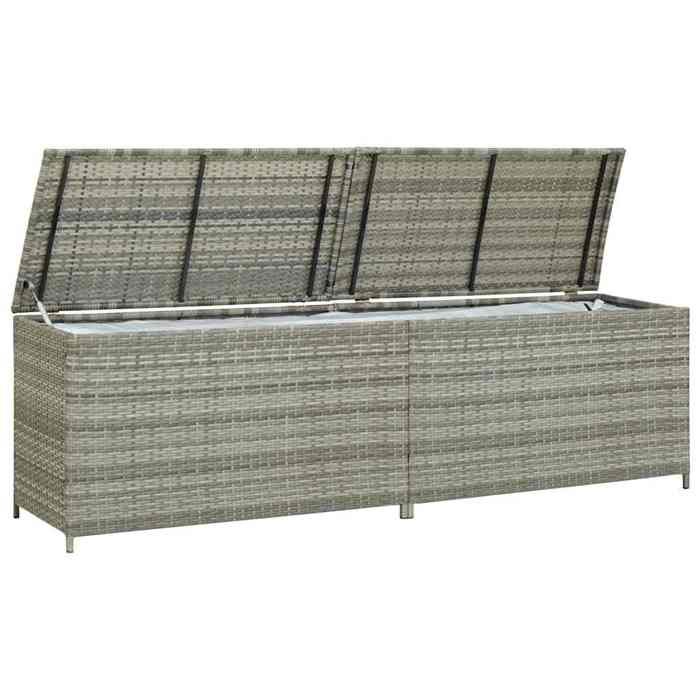 Gris Meuble dextérieur/Coffre jardinage - SARAZYJ - Boîte de rangement de jardin - résine tressée 200x50x60cm gris Hot65213155