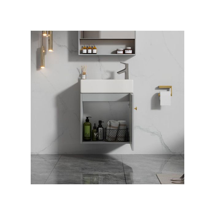 Mobilier de salle de bains&nbsp;: lavabo avec meuble vasque 46&nbsp;cm meuble vasque petit meuble de salle de bains d’invités