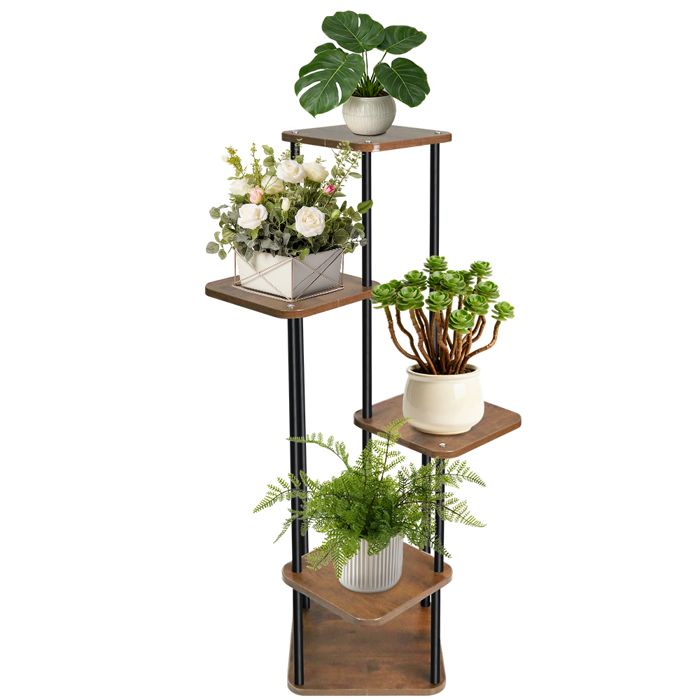 JEOBEST 5 Niveaux Support pour Plantes Dintérieur Étagère pour Plantes Dextérieur Présentoir à Plantes 30 × 30 × 106 cm