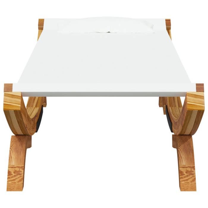 (Promo 2026)Lit de repos extérieur1-personneSHIELD Fauteuil long de piscinearrière-cour 100x1885x44cm Bois courbé massif Crème
