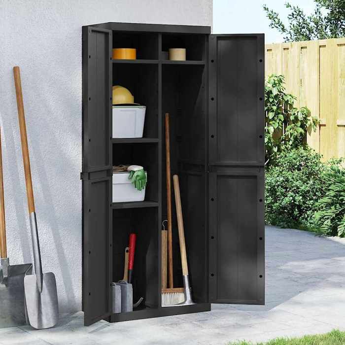 Casier de rangement Noir - Armoire de rangement - dextérieur noir 65x37x165 cm PP A16930
