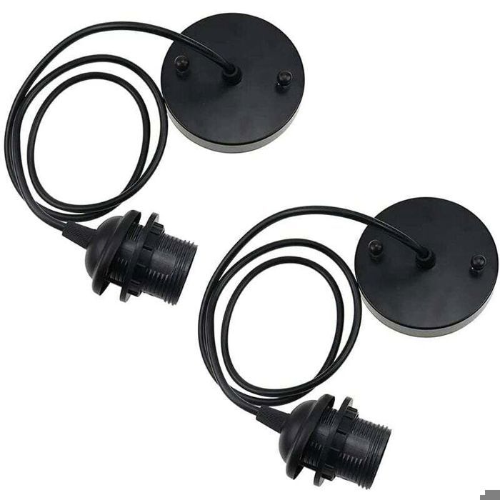 2X Douille de Lampe E27 Suspension en Métal Lustre Rétro Suspensions de Plafond Support de Lampe avec Câble Monture de Suspension