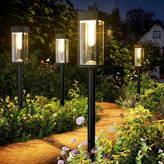 Lampes solaires extérieures - CACTOSE - Blanc chaud - Lot de 4 pièces - Étanche IP65 - Éclairage solaire