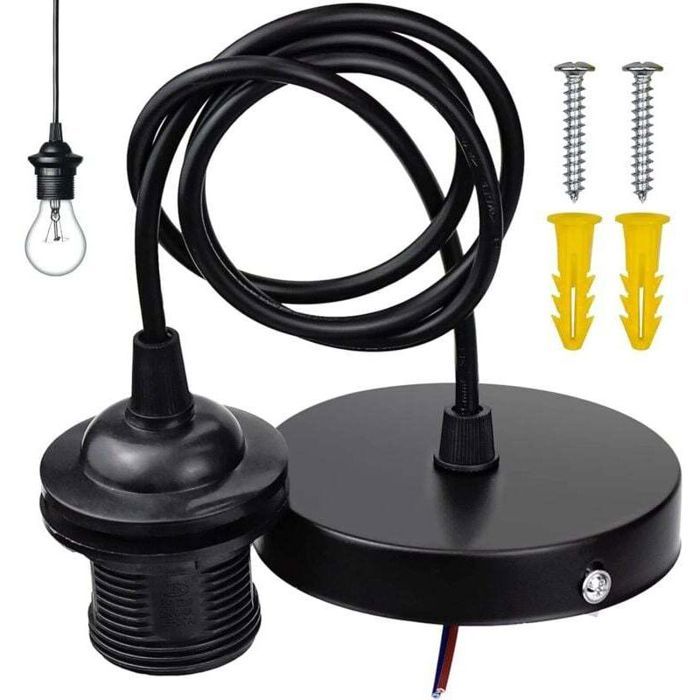 Suspension luminaire E27 - Câble 1m réglable - Style moderne et rétro - Diamètre socle 9 8 cm - Diamètre vis 4 cm