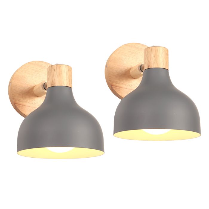 iDEGU 2pcs Applique Murale Moderne Gris 15cm Lampe Murale Industriel Vintage en Bois Métal Éclairage Mural Réglable Spot LED Blanc