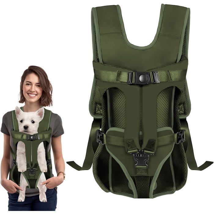Sac À Dos De Transport Avant Pour Chien Avec Coussinet Doux-Facile À Installer-Pour Chiot De Petite Et Moyenne Taille-Mains [BI53]