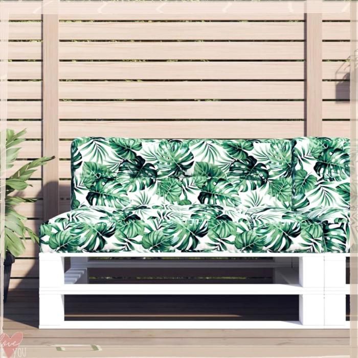 Coussin de palette - VINGVO - Motif de feuilles - Polyester résistant UV & eau - 120x40x12 cm - Garnissage fibres creuses
