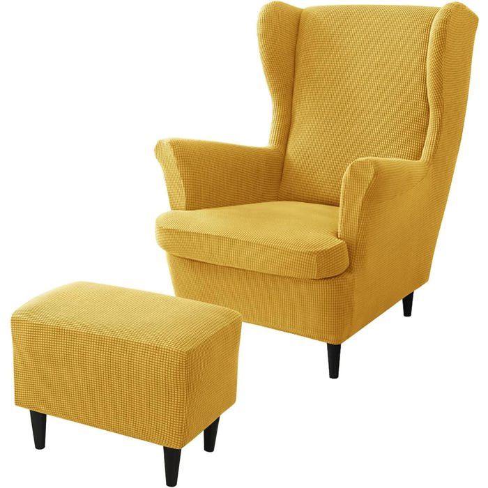 Housses de Fauteuil à Oreilles Housse de Chaise à Oreilles et Housse de Tabouret Ottoman Housse de canapé avec Bande élastique